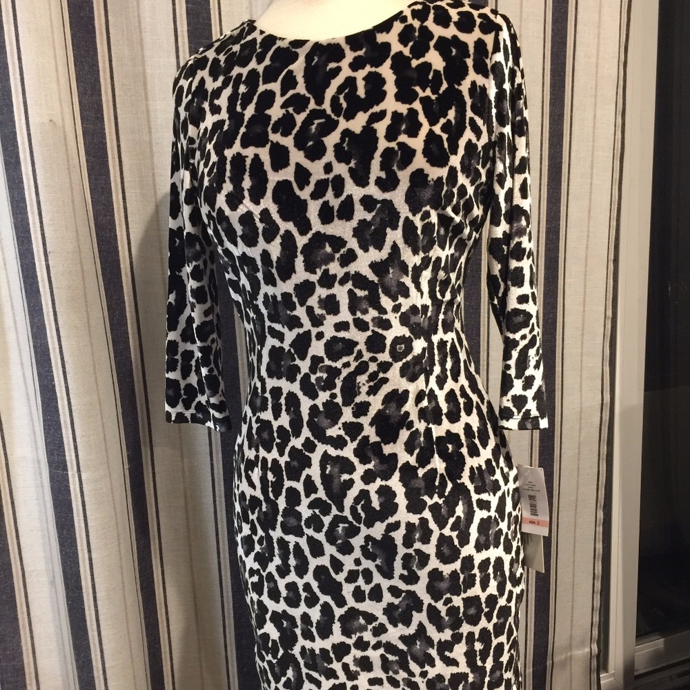 Nicole Miller stretch velvet animal print dress
